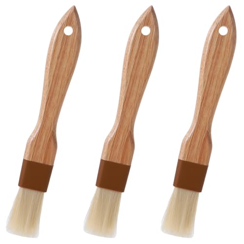 3Pcs Pastry Basting Brush for Cooking and Baking, 1" Boar Bristles and Beech Hardwood Handles Food Grade Culinary Oil Brushes for Barbecue Butter Grill BBQ Sauce Baster Marinade Kitchen Egg Wash Brush