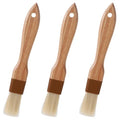 3Pcs Pastry Basting Brush for Cooking and Baking, 1" Boar Bristles and Beech Hardwood Handles Food Grade Culinary Oil Brushes for Barbecue Butter Grill BBQ Sauce Baster Marinade Kitchen Egg Wash Brush