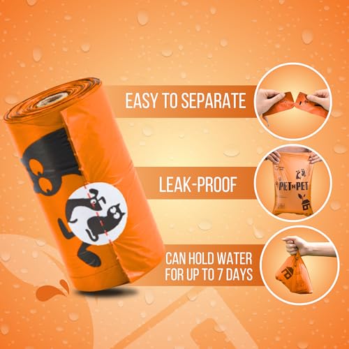 Pet N Pet Poop Bags for Dogs, 1080 Count, Plant Based, Unscented, Orange | 41%, 59% PE, Extra Thick, 9 x 13, Waste, Leak-Proof, Tear-Resistant, Easy-Tear Design, Durable, Reliable, dog waste bags - color: Orange - Unscented