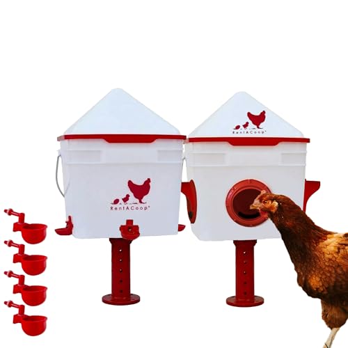 RentACoop Chick2Chicken 10lb Feeder & 2 Gallon Waterer Set - size: Set with Nipples and Auto-Refill Cups