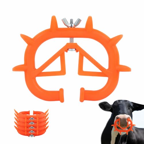5PCS Cow Nose Ring Farm Livestock Animal Weaner Red Plastic Calf Weaning Nose Rings Spiked Preventing Milk Suckling Farm Livestock Equipment
