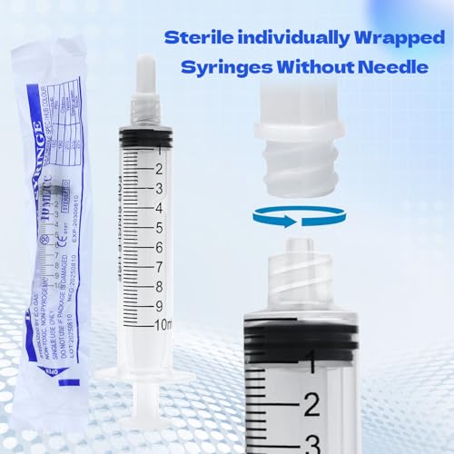 10ml Syringes Without Needles, 10cc Luer Lock Syringe - Disposable Individually Wrapped(30 Pack) - size: 10ml
