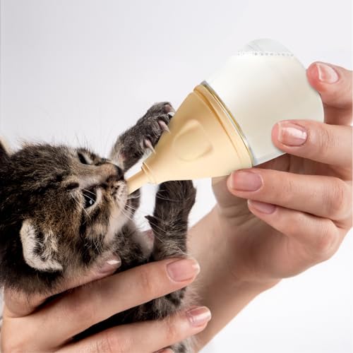 RockTech Ergonomic Kitten Bottle Feeding kit, Puppy Bottles for Nursing Puppy Milk -40ml Anti-Choking Slow Flow Nursing Bottle for Newborn Kittens/Puppies/Small Animals,Silicone Feeder(Yellow) - color: Yellow