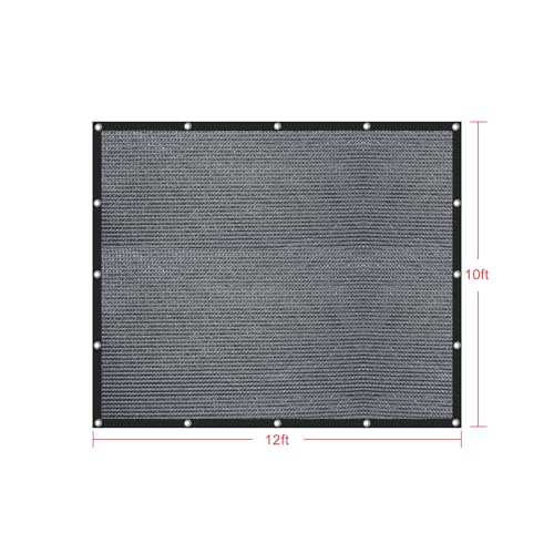 Shatex 90% Sun Shades for Patios 10x 12 ft Shade Fabric Sun Shade Cloth Taped Edge with Grommets Sun-Block Mesh Shade for Pergola Cover Canopy Grey, 12 Bungee Balls - color: Gray, size: 10x12ft