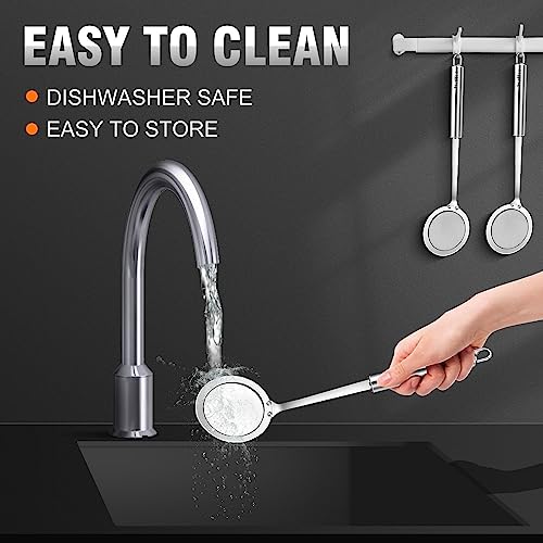 Walfos Skimmer Spoon, Stainless Steel Fine Mesh Strainer,Foam Strainer Oil Filter,Ultra Fine Mesh Strainer Perfect For Separation Of The Floating Foam,Fat,Set fo 2 - style: 2pcs (3") Skimmers