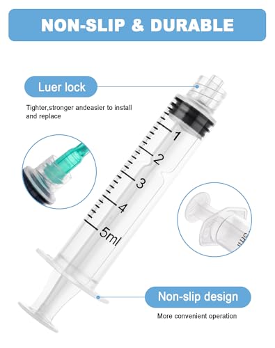 5mL Syringes without Needle, Sterile, Individually Wrapped | Luer Lock Syringe with Cap, Accurate Liquid Measurement for Lab Use and Home Care, 10 Pack - style: 5ML