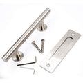 Goldenwarm 12 in Sliding Barn Door Handle and Flush Pull Set-7 Inch Hole Centers Brushed Nickel Heavy Duty Hardware Stainless Steel, 2 Pack