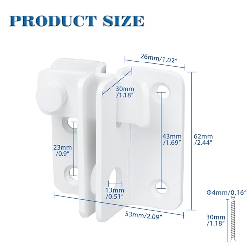 Alise Flip Latch,Gate Latches Slide Bolt Latch Safety Door Lock Catch for Barn Cabinet Pet Cage Wood Fence Bathroom Garage Window,SUS304 Stainless Steel Gate Hardware Locks,White Finish MS5009-W | SUS 304 Stainless Steel Door Latch Lock for Wooden Fence S