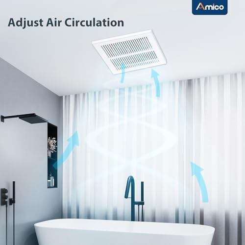 Amico Bathroom Exhaust Fan, 1.0 Sones, 80 CFM, No Attic Access Needed | Low Noise, Ceiling Mounted Retrofit Ventilation Fans, 4 Inch Duct, 7.6''x7.3'' Ceiling Opening, Modern Grille, UL Certified