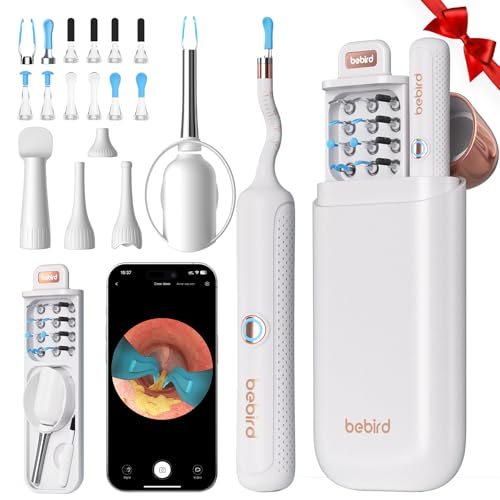 Bebird Earsight Plus R37R Ear Wax Removal Tool Camera, FSA HSA Eligible Items, Smart Ear Cleaner with Painless Visual Tweezers, Flexible Ear Camera Otoscope, Home ENT Cleaning Kit for Family,White - color: White
