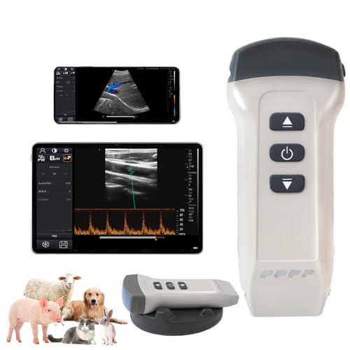 Dual Probe Wireless Color Doppler Ultrasound Machine 3.2MHZ and 7.5MHZ Probe, Wireless Ultrasound Machine for Android and iOS, Handheld Ultrasound Scanner for Dog, Cat, Horse, Pig, Sheep