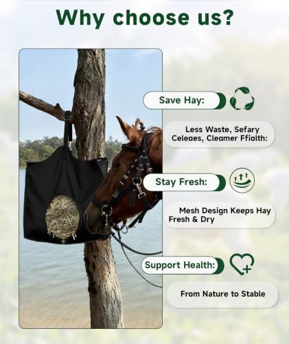 Hay Feeder for Goats and Horses - Slow Feed Design, Heavy Duty Hanging Hay Bag for Barn, Trailer & Paddock, Easy to Hang & Clean(1pcs, Black) - color: 1pcs-black