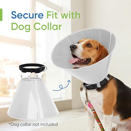 Soft Dog Cone Collar to Stop Licking After Surgery, Mesh Breathable Pet Recovery Collar for Large Medium Dogs, Elizabethan Cone Alternative(S) - color: Grey, size: S