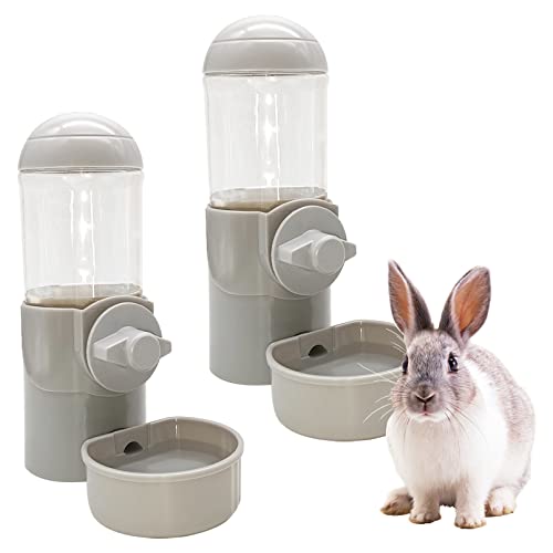 Tfwadmx Rabbit Watter Bottle 17oz Hanging Guinea Pig Automatic Water Dispenser No Drip Small Animal Cage Water Feeder Bowl for Bunny Chinchilla Hedgehog Ferret 2PCS (Grey) - color: Blue Watere 2pcs