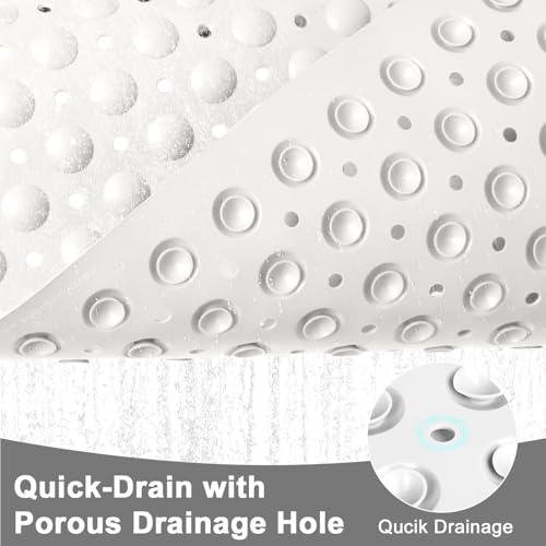 Extra Large Shower Foot Scrubber Mat, Yonala 47x33 Inch Non Slip Shower Mats for Elderly, Anti Slip Shower Mat with Suction Cups, Soft Trimmable TPE Shower Mat for Walk in Shower Stall, Heavy Mat - color: White