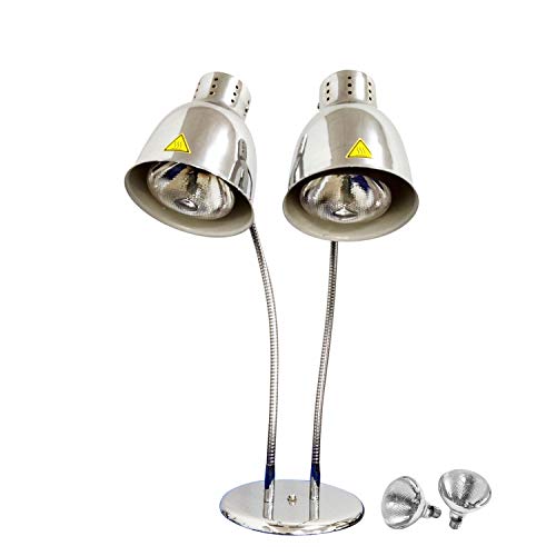 Food Heat Lamps with Dual 250w Bulbs Food Warmer Lights Food Heating Warmer Lamp Restaurant Kitchen Buffet Warmer Table (Double Head)