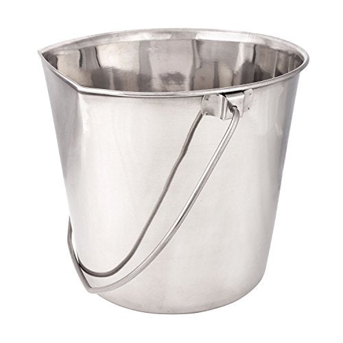 ProSelect Stainless Steel Flat Sided Pails — Durable Pails for Fences, Cages, Crates, or Kennels - 6", 2-Quart - size: 2-Quart