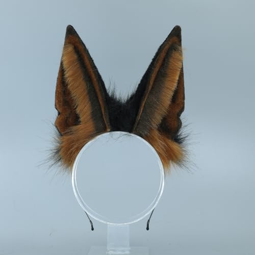 Handmade Wolf Ears Headband Fox Ear Hairband Wolf Cosplay Props - color: Brown Black