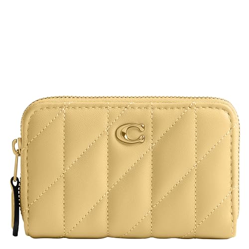 Coach Quilted Pillow Leather Essential Small Zip Around Card Case - color: B4/VANILLA, size: One Size