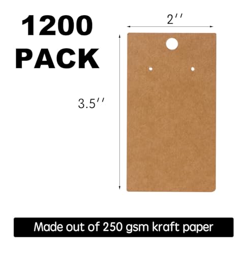 Bargain Paradise 1200 Pack Earring Cards - Earring Display Cards - Custom Earring Cards For Earring Display - Hanging Earrings - 2 x 3.5 Inches - Brown (Pack of 1200) - color: 1200 PACK