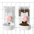 Hanging Cage Auto Pet Food Bowl Water Bottle Dispenser, 1L, Pink | Auto Gravity Pet Feeder and Waterer Set, Kennel Feeding Station, Crate Feeder Dish, For Rabbit Puppy Cats Ferret - color: Pink