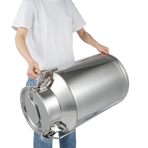 60L/15.85Gal Milk Can, Stainless Steel Milk Can with Lid Milk Jug Milk Transport Container Wine Pail Bucket Bottle Stainless Steel Milk Bucket with Sealed Lid for Grain Wine Liquid