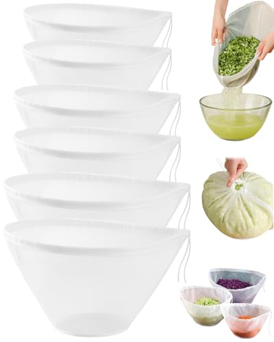 Organic Cheesecloth for Straining & Nut Milk Bag Set, 6 Pcs 3 Sizes | Reusable Fine Mesh Food Strainer Bag for Almond Milk, Yogurt, Coffee, Cheese Making, Juice & Cold Brew Filtering - color: 6 Pcs, 3 Sizes