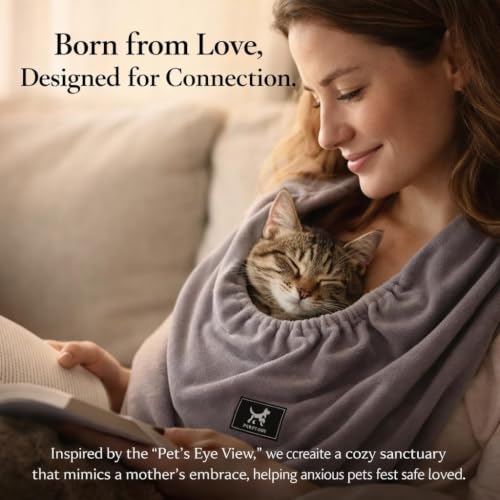Donut Cat Sling Carrier for Small Pets 3-13 lbs, Soft Polar Fleece | Hands-Free Pet Pouch, Lightweight Indoor Cuddle Bag, Cozy Wearable Carrier for Cats, Kittens and Small Pets, Light Gray - color: Light Gray