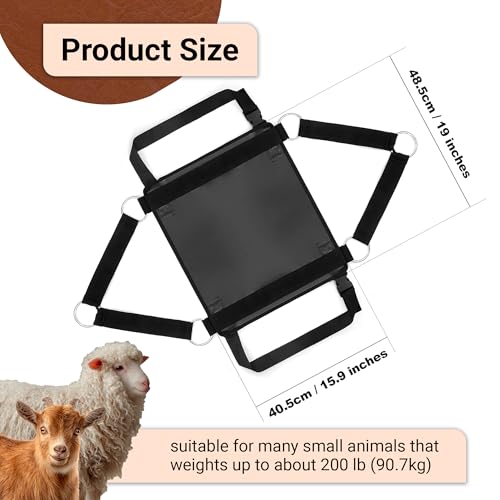 Goat Sling for Weighing 19"x16" up to 200 LB - Heavy-Duty 1800D Small Livestock Sling for Newborn Lambs, Goat Kids, Nigerian Dwarf & Pygmy Goats, Alpaca Crias - Hanging Scale & Recovery Support - size: Small (19"x16", Up to 200 Pound)
