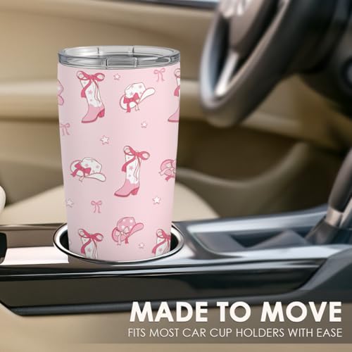 SANDJEST Cowgirl Tumbler 20oz, Stainless Steel Travel Cup with Lid, Insulated Coffee Mug, Cowgirl Gifts for Women Girls Friends Sisters on Birthday Christmas (Pink) - color: Cowgirl 1