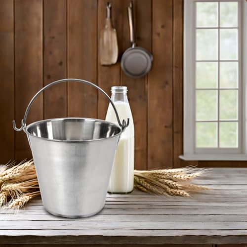 Lindy's 4-Quart Stainless Steel Bucket, Durable Seamless Bucket for Many Home Tasks, Carry Water or Milk, Fill with Food, Use as a Flower Pot, Cleaning Bucket, Table Centerpiece and Much More - size: 4 quarts