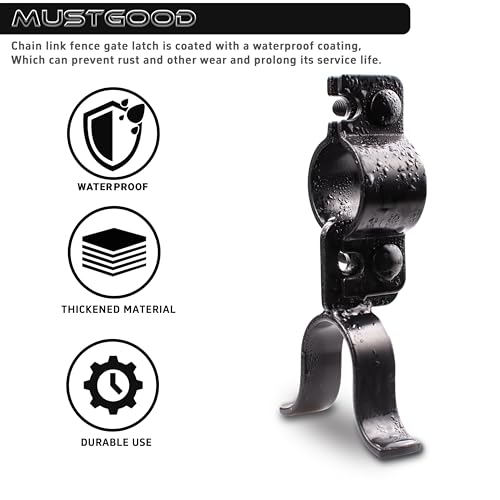 Chain Link Fence Gate Latch, 1-3/8"x1-3/8", with Padlock Hole and Mounting Hardware, Black (Black) 2 Packs - color: Black