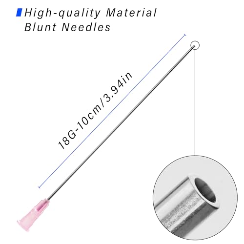 5ml Glue Applicator Syringes with 18G 4 Inch Blunt Tip Long Needles and Cap | 5ml Syringe with 18 Gauge 4" Blunt Needle and Storage Caps for Ink, Craft, Oil, Epoxy, Glue, Liquid Dispensing, Woodworking - size: 5ml