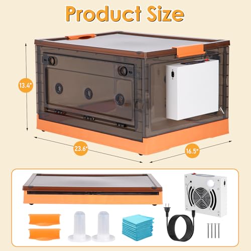 Chicken Brooder Box for Chicks with Chicken Coop Heater, Smart Temperature Control Chicken Brooder Heater, Chick Brooder with Chicken Feeder and Waterer Set for Chicks (23.6" x 16.5" x 17.8")
