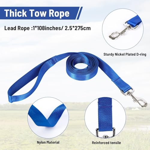 Cow Halter Cattle Halters Calf Halter with Leading Rope，Adjustable Nylon Livestock Cattle Halter，for Miniature Horse Donkey Goat Foal (Blue, Medium) - color: Blue, size: Medium
