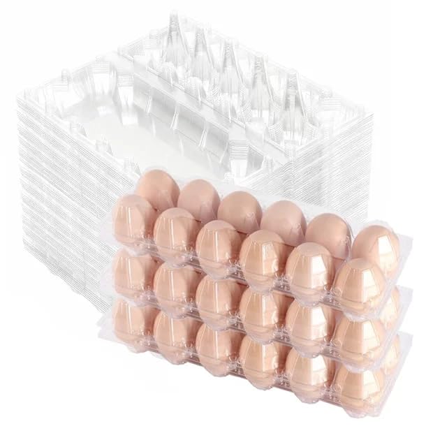 Plastic Empty Eggs Cartons 12 Count Clear Tray Bulk 160 Pack | 2x6 Grid Trays Egg Containers, Clear Stackable Fridge Storage for Chicken Farm Markets, Refrigerator Restaurant Use