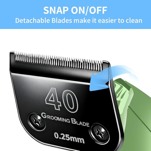 3 Pcs Size 40# Detachable Dog Grooming Blades, Compatible with Andis, Oster A5, Wahl KM10 Series Clippers, Cut Length 0.25mm, Black (40# 0.25mm, 3Pcs) - size: 40# 0.25mm, 3 Pcs