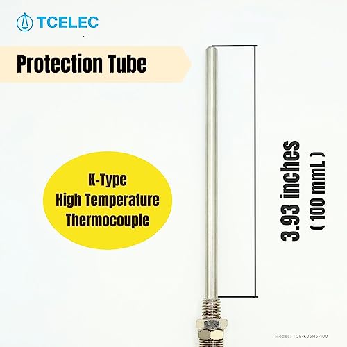TCE-K05H5-100 K-Type Thermocouple Sensor Probe with Stainless Steel Probe M8 Screw and Miniature Thermocouple Connector for Furnace Oven K-Type Related Meter Temperature Range from 77℉ to 1472℉