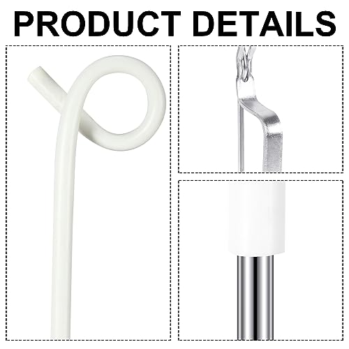 Therwen 50 Pcs 41 Inches Pig Tail Step in Fence Post Heavy Duty Pig Tail Fence Post Metal Spring Steel Posts for Fencing for Garden Horse Cattle Farm, White