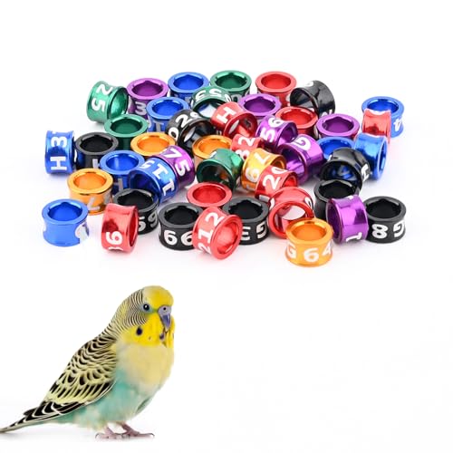 Bird Ring Leg Bands Aluminium Leg Rings Identify Band for Hibiscus Birds, Parrots, Peonies,etc.Mixed Colors 50 PCS Per Pack（ID 4.7MM） - size: ID4.7MM