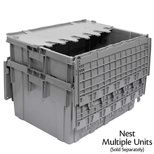 Akro-Mils 39280 Industrial Plastic Storage Tote with Hinged Attached Lid, (21.5-Inch L by 15-Inch W by 17-Inch H), Gray, (2-Pack) - size: 28.57 Gallons (2 Pack)