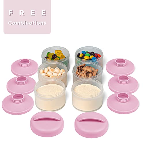 Termichy Stackable Formula Dispenser Portable: Milk Powder Container to go | Separated Compartments Premeasure Storage - Mess-Free Funnel Spout for No-Spill Pouring - for Home or Travel Use - color: Baby Pink