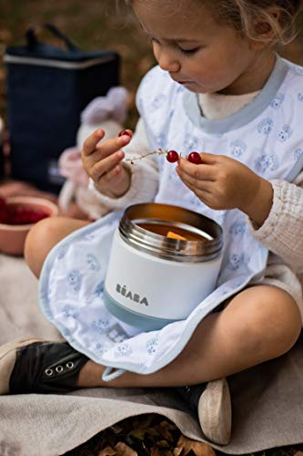 Beaba Stainless Steel Insulated Food Jar 16 oz, Kids Thermos, Lunch Containers, Leakproof, Wide Opening, Suitable for Hot and Cold Foods (Cloud) - color: Cloud