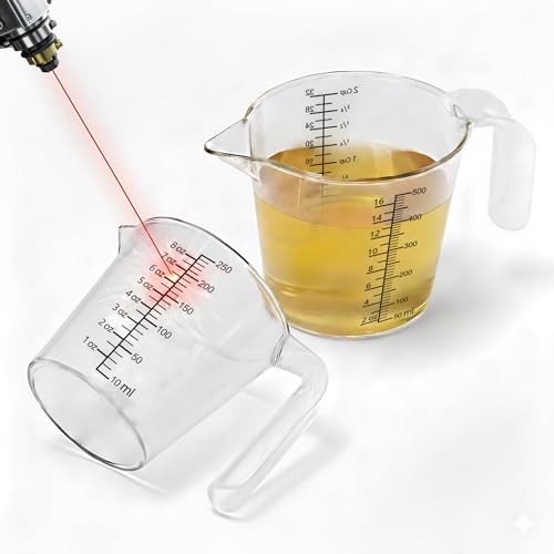 Laser-Etched Measuring Cup Set, 16 oz & 1 Cup Clear Plastic Liquid Measuring Cups, Permanent oz/cup/Tbsp/mL Markings, Food-Grade for Baking & Cooking - size: 16 fl oz & 8 fl oz