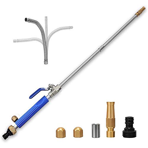 High Pressure Power Washer Wand with Flexible Hose Nozzle, 39'' | Hydro Jet Power Washer Cleaning Tool, Wand Lance for Gutter Patio Car Pet Window Glass Blue - color: Blue-Extend