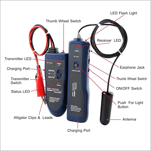 Underground Wire Locator Upgrade, RockyMars Cable Tester with Rechargeable 1100mAh Battery for Invisible Fence for Dogs, Circuit Breaker Finder, Electric Fence Wire Tracer, Wire Break Locator, etc.
