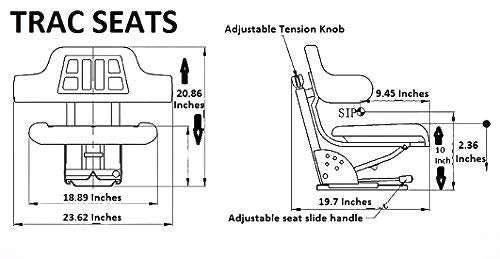 TRAC SEATS YELLOW WAFFLE STYLE UNIVERSAL TRACTOR SUSPENSION SEAT WITH TILT FITS JOHN DEERE 2140 2150 2155 2240 2255 5310 5400 6110