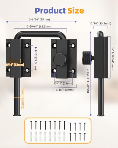 Sliding Door Loop Lock, Patio Door Latch, Black-4PCS | Multi-Angle Mounting Security U-Bolt Locks with Locking Design for Barn Door, Closet, Window, Balcony, Aluminum Alloy - color: Black-4PCS