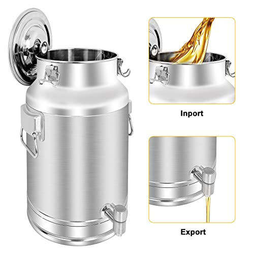 304 Stainless Steel Milk Can，35L Milk Bucket Wine Pail Bucket 9.25 Gallon Milk Can Tote Jug with Sealed Lid Heavy Duty for Milk and Wine Liquid Storage - size: 35L