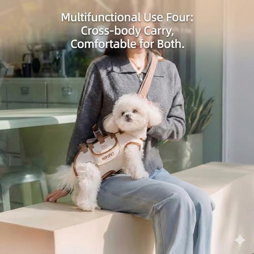 Outdoor Pet Crossbody Bag, Small Dog & Cat Carrier, Brown, Small | Multifunctional, Hands-Free Shoulder Sling, Adjustable Strap - color: brown